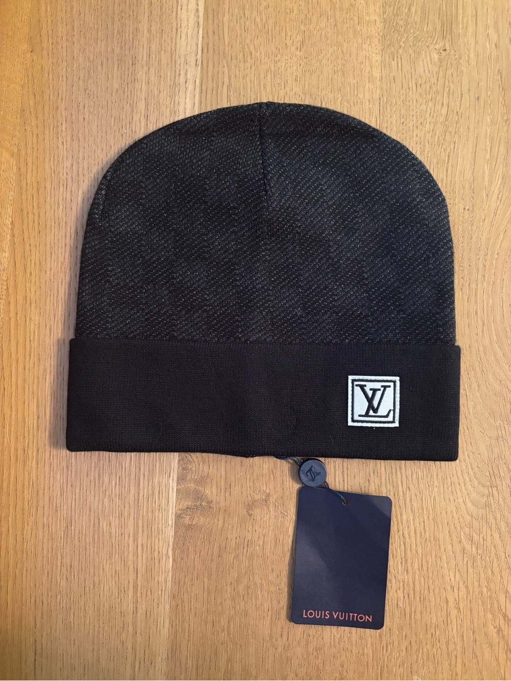 Louis Vuitton Black Knit Beanie with LV Patch